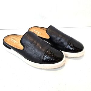 Hush Puppies Sabine Slip On Mules Women's Size 9.5 Black Leather Casual Comfy